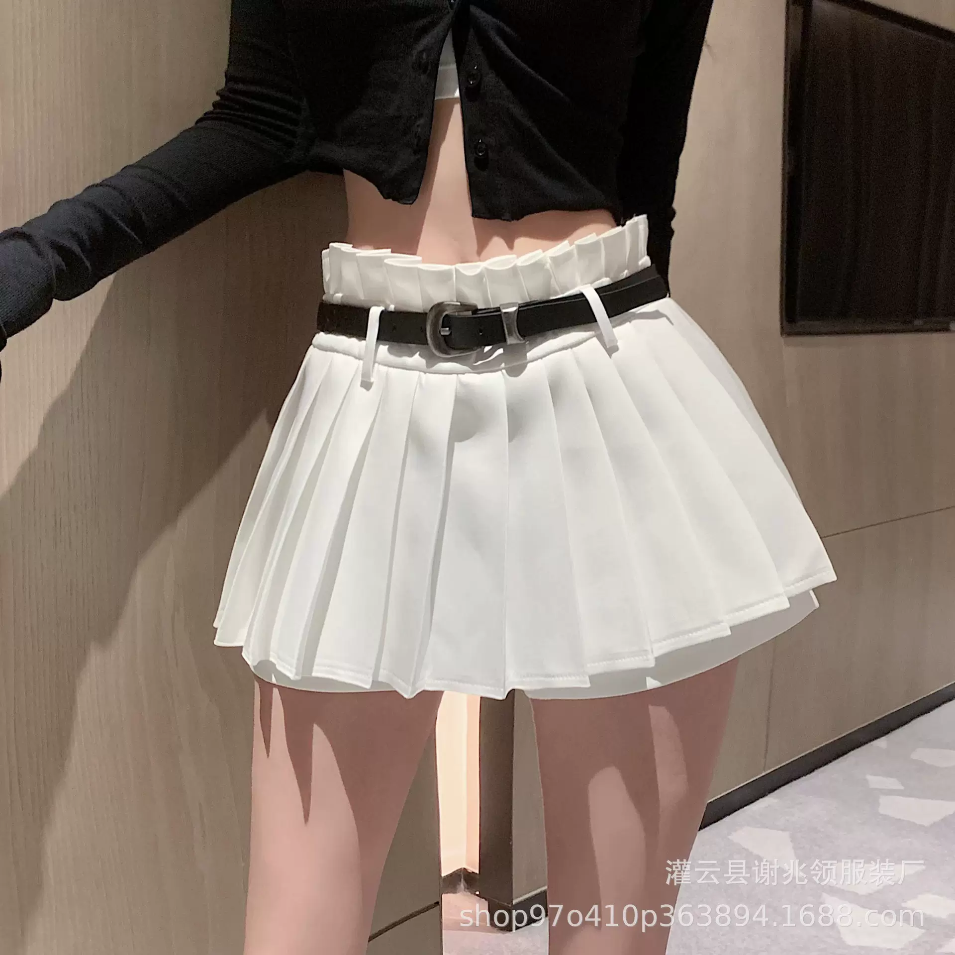 白色防走光百褶半身裙女装夏季辣妹裙裤纯欲高腰显瘦短裙性感裙子