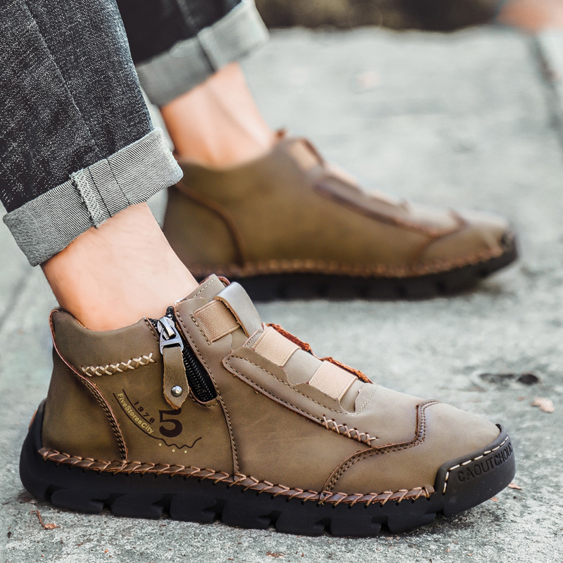 Nuevos zapatos casuales de los hombres de estilo coreano de moda slip-on zapatos de los hombres transpirables de alta superior de viaje al aire libre zapatos de los hombres de comercio exterior