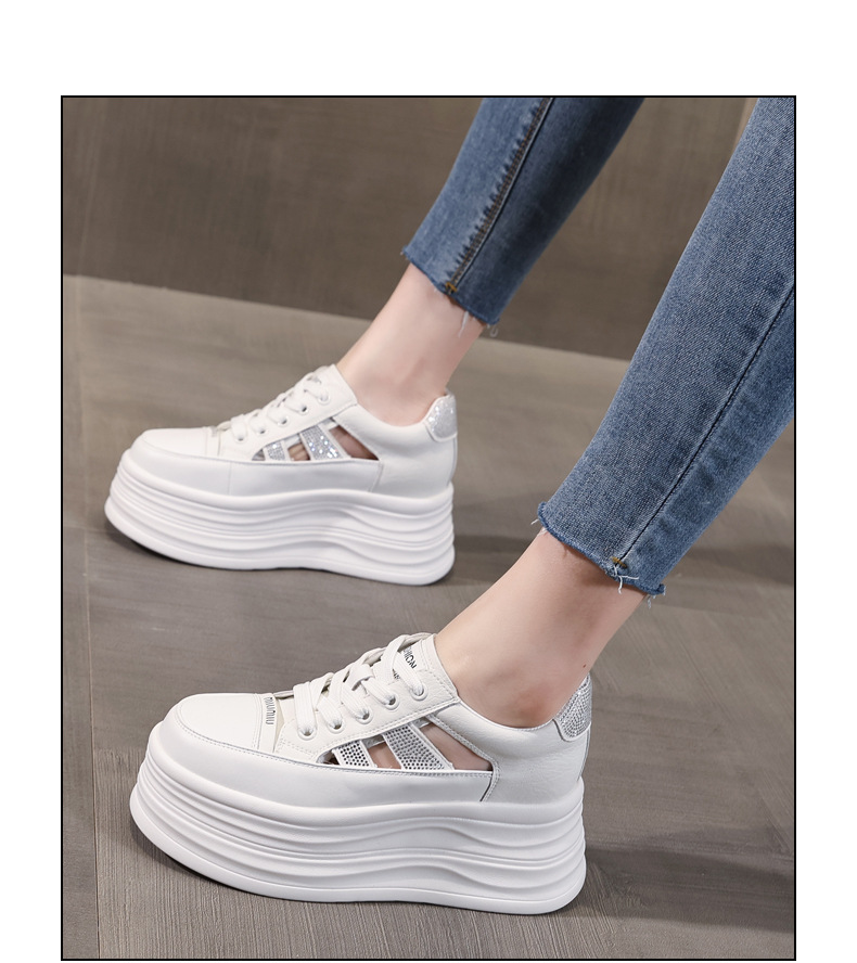Giày sneaker nữ đế dày chunky khoét lỗ phối trắng dễ thương — Màu trắng chi tiết 15