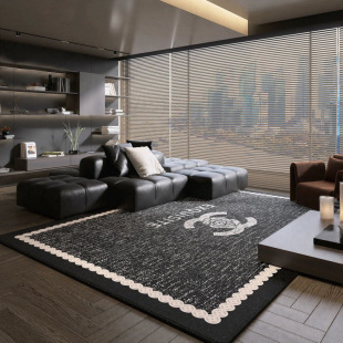 Carpet, Living Room Blanket, Small Fragrance, Sofa, Coffee Table, Floor Mat, Room Thickened and Stain-Resistant Black Cow Lawrence Matching