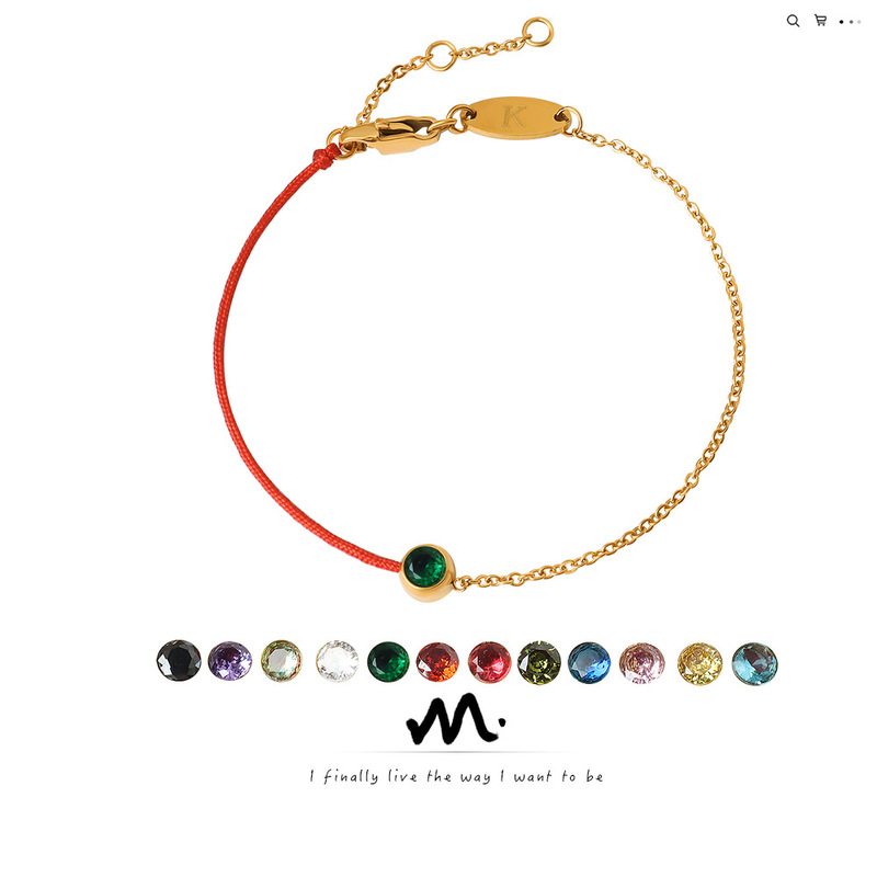 Fashionable Simple Red Rope Bracelet for Men and Women Light Luxury Niche Exquisite Titanium Steel Gold-plated Chain Woven Hand Rope Girlfriend All-match