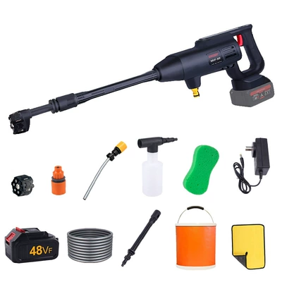 Portable Car Washing Machine vehicle-mounted Household high-pressure car washing water gun portable charging high-power car washing water gun (Portable car washer) - 48vf-885-extreme-edition-short-pole-national-bank