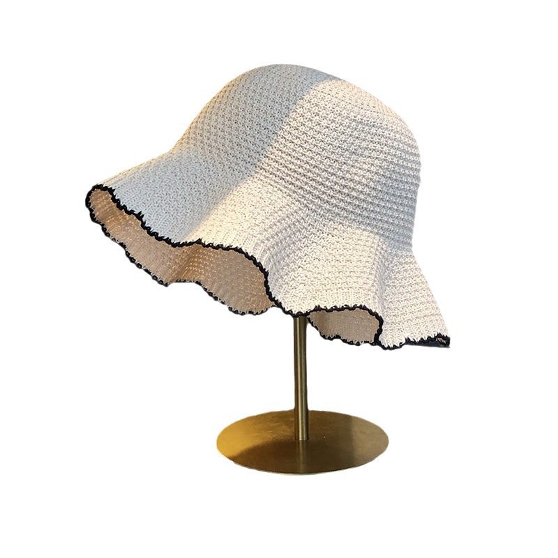 Japón de encaje universal de punto sombrero de pescador para mujeres primavera y verano viajes muestran cara pequeña sombrero de sol transpirable