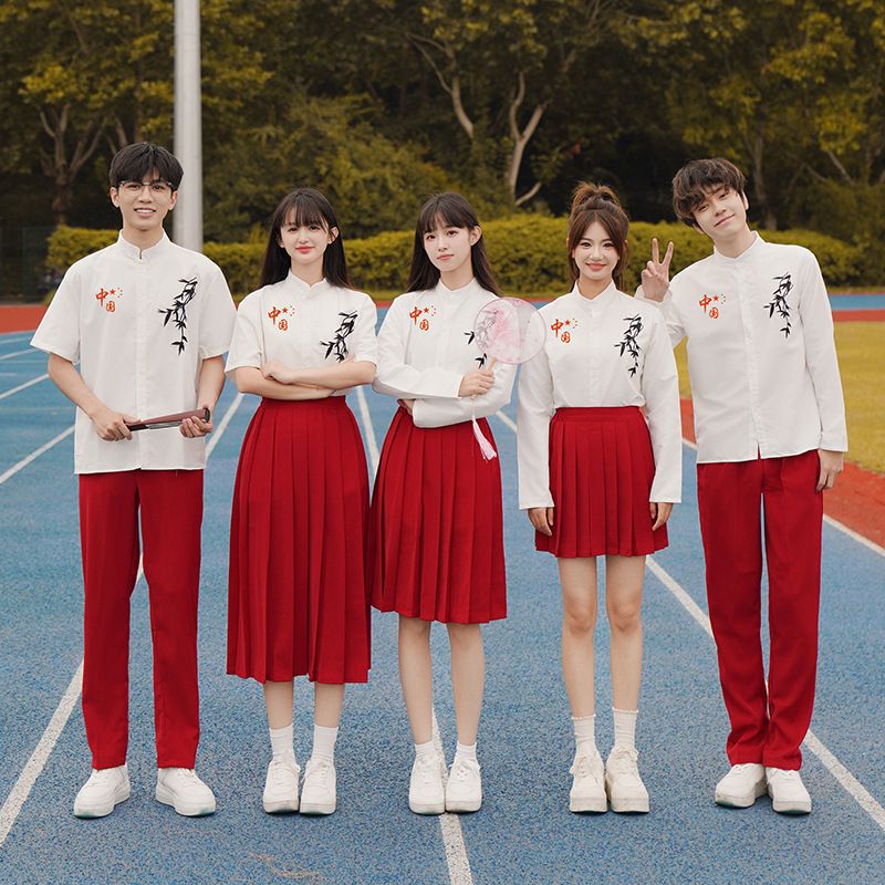 Guofeng Graduation Students Middle School Students Poetry Recitation Red Song Competition Junior Senior high school Class Costume Chorus Costume Costume