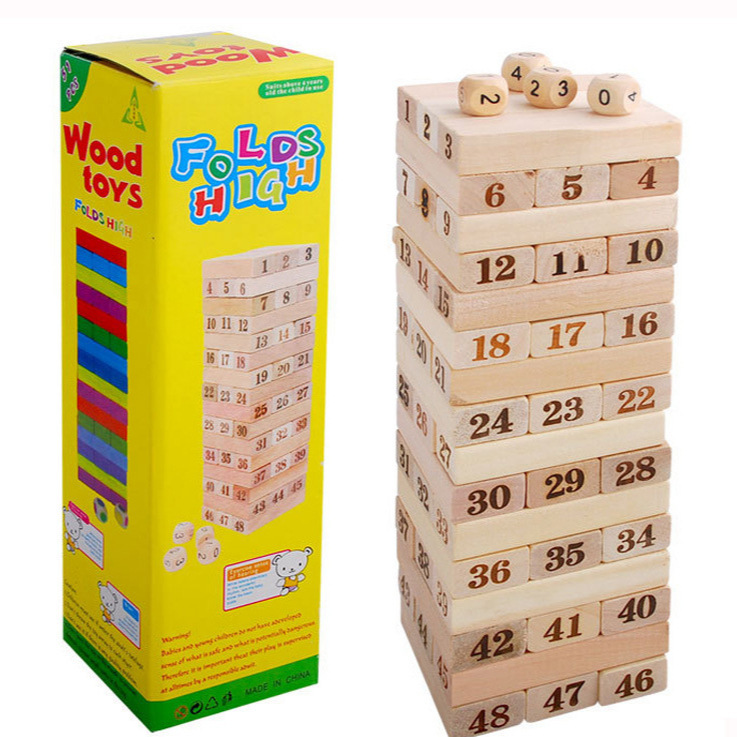Weiweihu Kids Digital Jenga Jenga Game Juego de mesa Bloques de construcción Juguetes educativos Die Die Gao