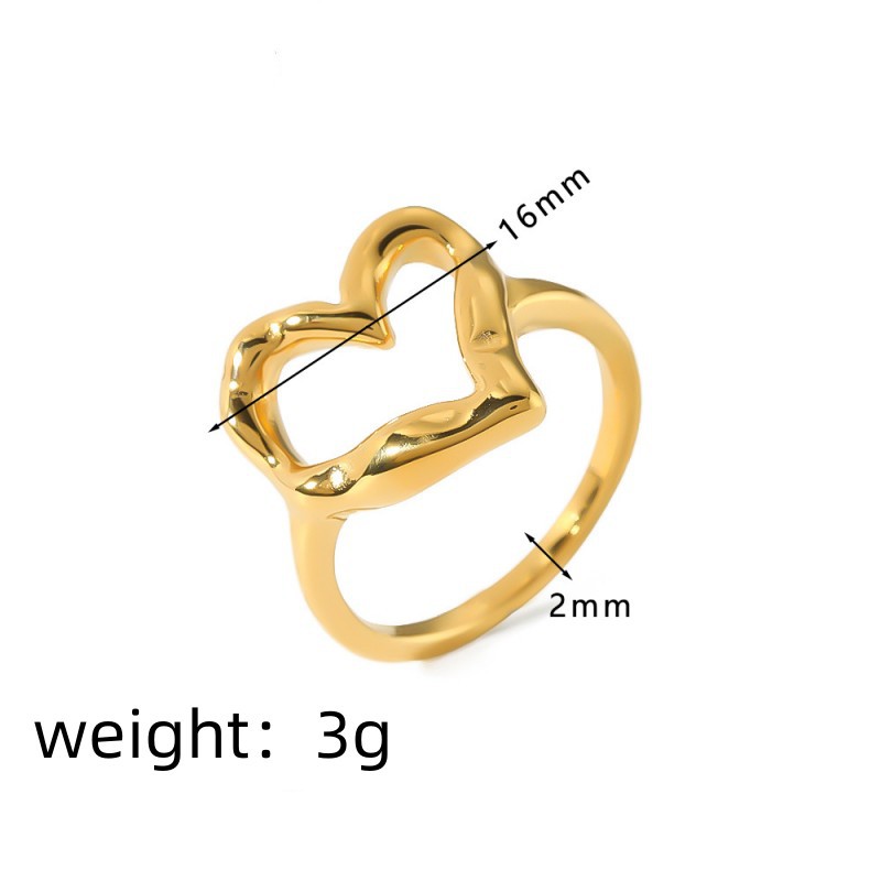 304 Stainless Steel Material Heart Shape Pattern Women's, Unisex Gender Wholesale Jewelry IG Style Sweet Heart Shape 304 Stainless Steel 18K Gold Plated Hollow Out Rings