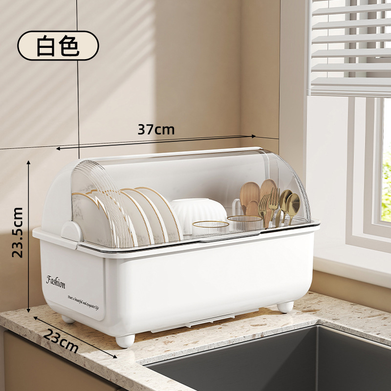 人気の食器収納ボックス家庭用キッチンカウンタートップ食器収納排水キャビネット蓋付き食器と箸収納ラック|undefined