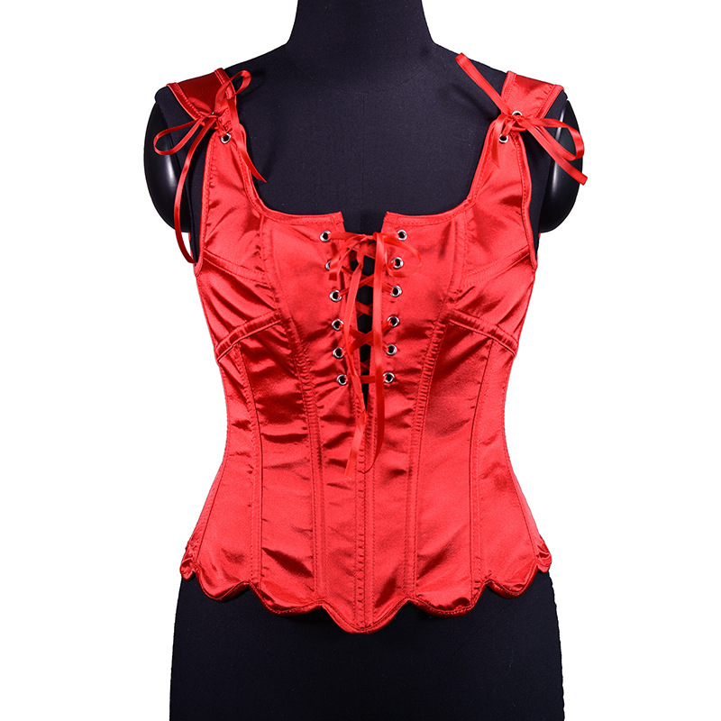 Cross-Border Hot-Selling New Flower Bud Vest Corset with Back Straps Fishbone Bra with Low Cut Front and Satins Style