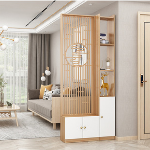 Pastoral Style Solid Wood Screen Partition Door Entrance Entrance Cabinet Shoe Cabinet Integrated Door Living Room Shelf
