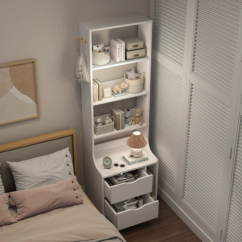 Книжная полка на кровати простая домашняя небольшая спальня тумбочка узкий маленький книжный шкаф у стены
