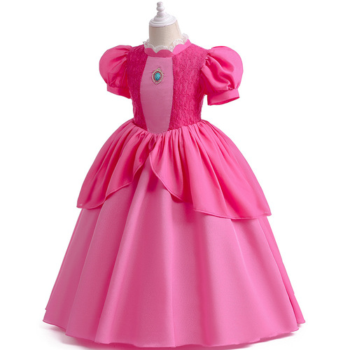 Foreign Trade New Item Cosplay Bijou Princess Dress Girls' Formal Dress with Waist Cincher, Bouncy Dress with Bubble Sleeves, Children's Dress