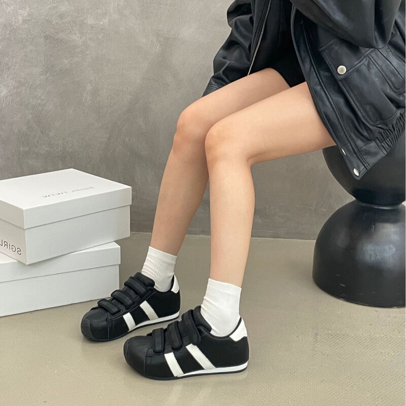 SGIRL TWTW复古厚底板鞋女2025丑萌大头魔术贴小众百搭休闲德训鞋|undefined