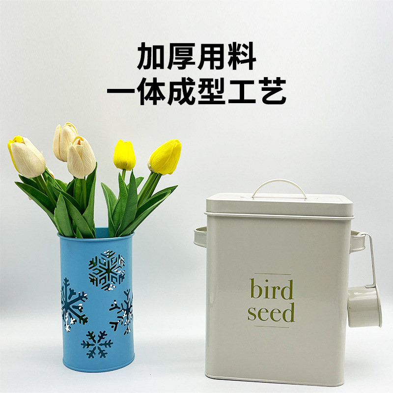 Fábrica transfronteriza personalizada cuadrada de alimentos para gatos tanque de sellado tanque de almacenamiento tanque de almacenamiento metal para alimentos para perros caja de hierro galvanizado a prueba de luz