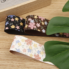 Colorful flowers nylon ribbon children's bow hair accessories material clothing shoes flower hats auxiliary single-sided printed woven tape