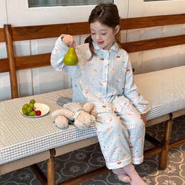 春秋季款女童中大童装卡通可爱舒适长袖长裤睡衣可外穿家居服套装