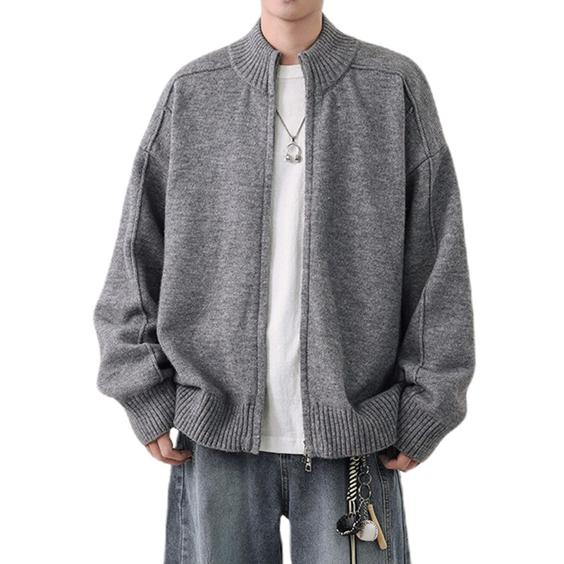 Explosiones transfronterizas de tamaño grande europeo cardigán chaqueta jersey suéter hombre de alta calidad línea textural fábrica al por mayor