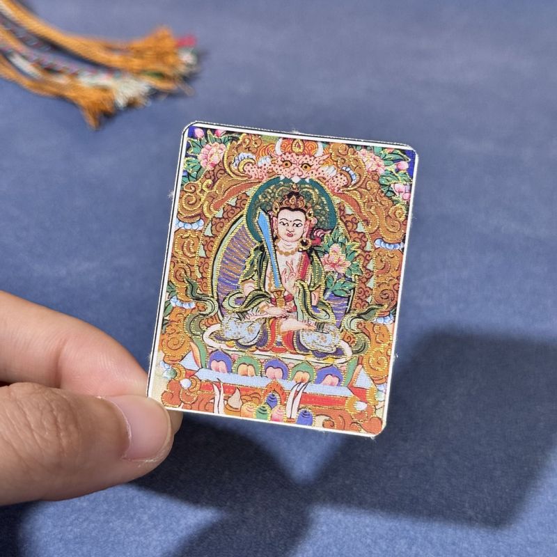 唐卡描金4*5半手绘画芯内心十二生肖八大守护神画布吊坠卡芯|undefined