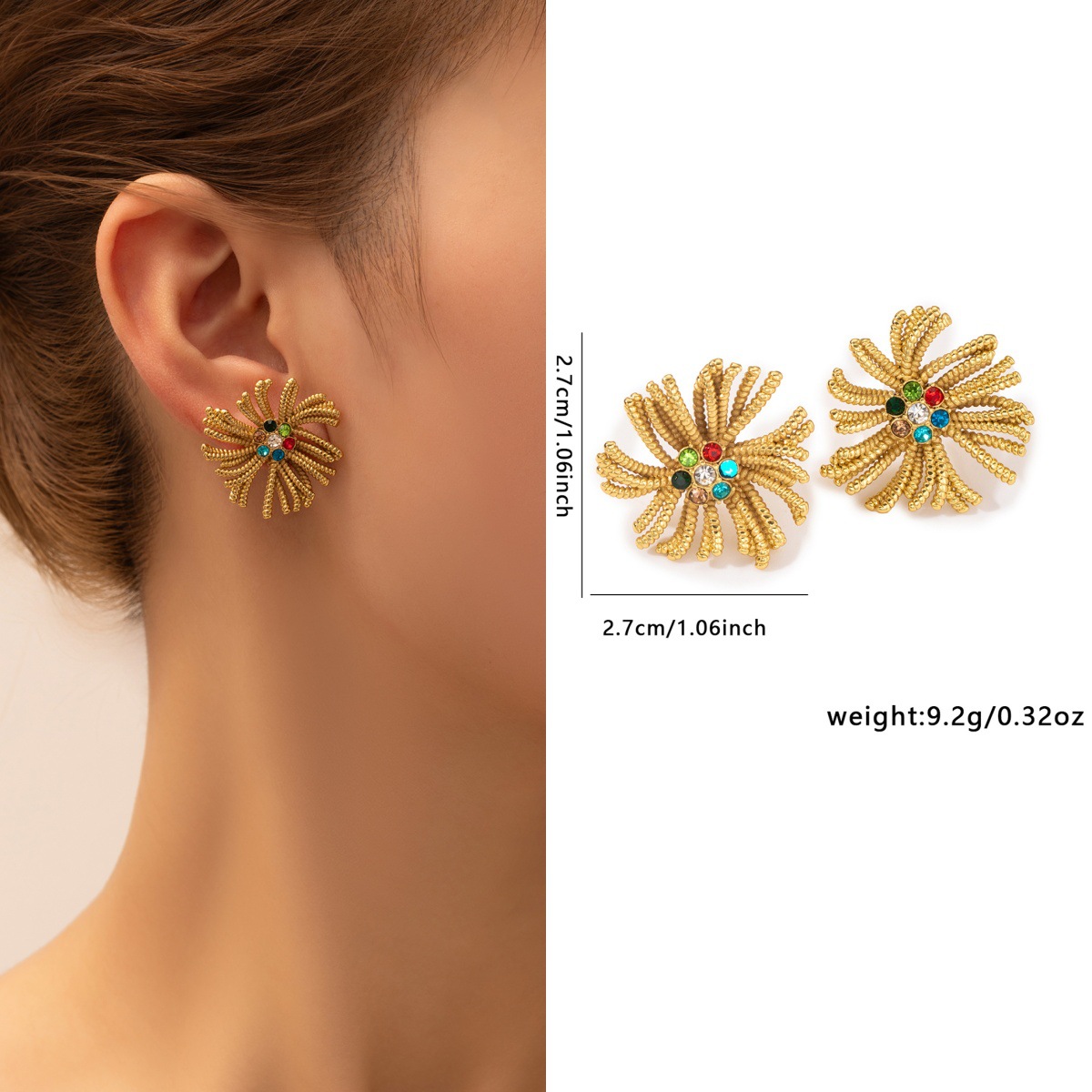Pendientes de acero de titanio transfronterizos para mujer, lujo ligero, sentido de alta gama, temperamento retro de nicho, pendientes que no se desvanece, pendientes de todo fósforo al por mayor