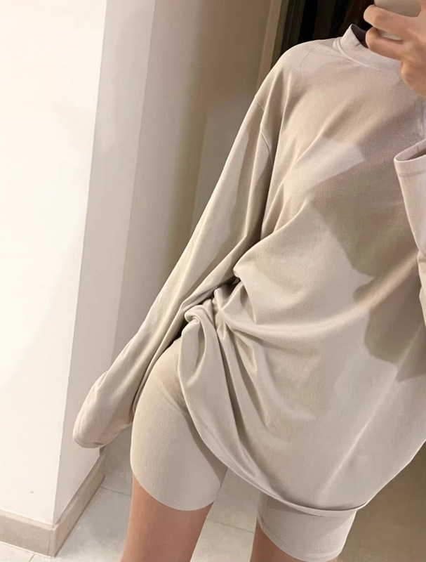 在庫あり skims ゆったり肌に優しい長袖Tシャツ レディース ゆったり快適 カーダシアン風 BFスタイル ホームウェア パジャマセット|undefined