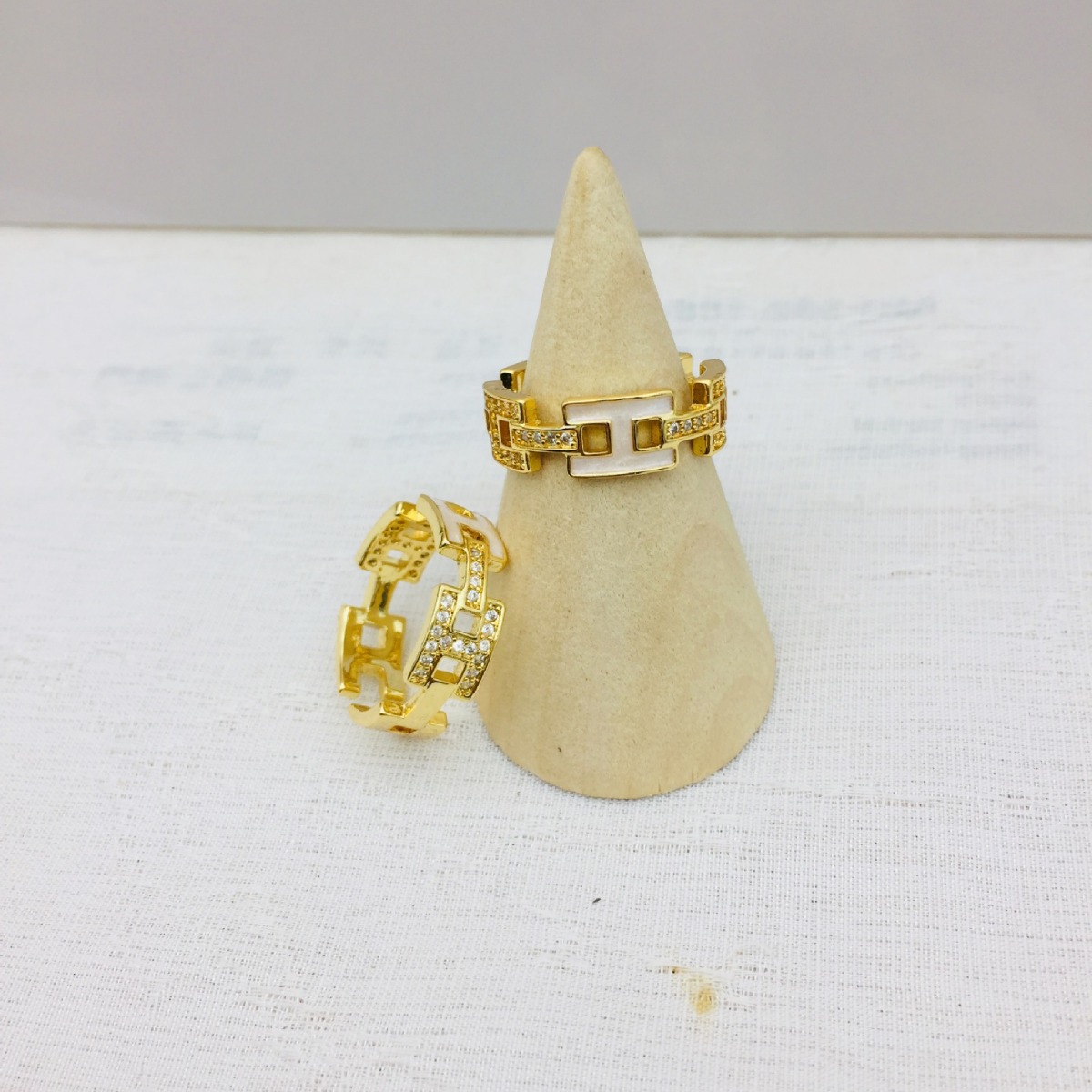 Fashionable geometric one size small design ring with zircon with…