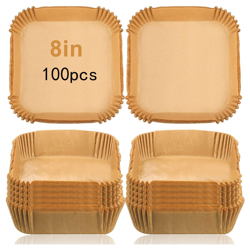 Freidora de aire cuadrada de papel de aceite de silicona bandeja de papel redonda de papel absorbente de aceite almohadilla de alimentos papel para hornear desechable para el hogar