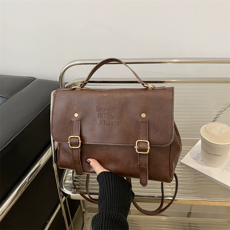 Backpack, demi-season retro capacious shoulder bag