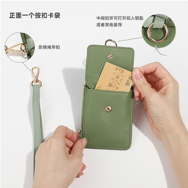 Tarjetero 2024 con un toque de alta gama, monedero pequeño informal tipo bandolera, bolsa vintage para guardar llaves, mini cartera para colgar al cuello para mujer.