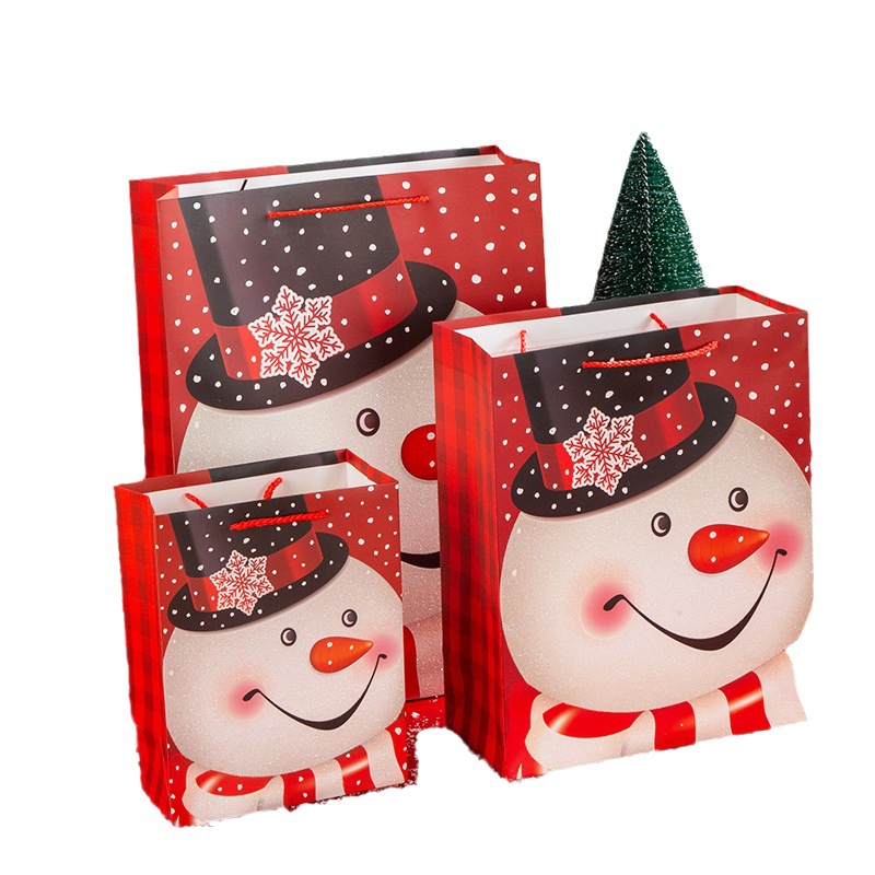 Navidad suelta Rosa dibujos animados muñeco de nieve Navidad ciervos Navidad Eve caja de regalo bolsa de regalo extra grande bolsa de papel portátil