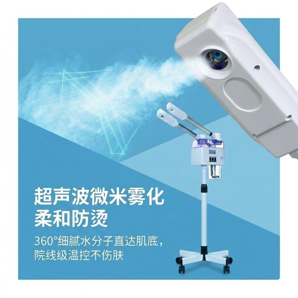 Vaporizador facial de doble tubo con pulverizador frío y caliente para belleza, especial para uso doméstico, vaporizador facial hidratante y humectante con pulverizador dual frío y caliente. image 2