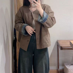 圆领工装外套女2025新款秋休闲百搭气质高级感洋气上衣