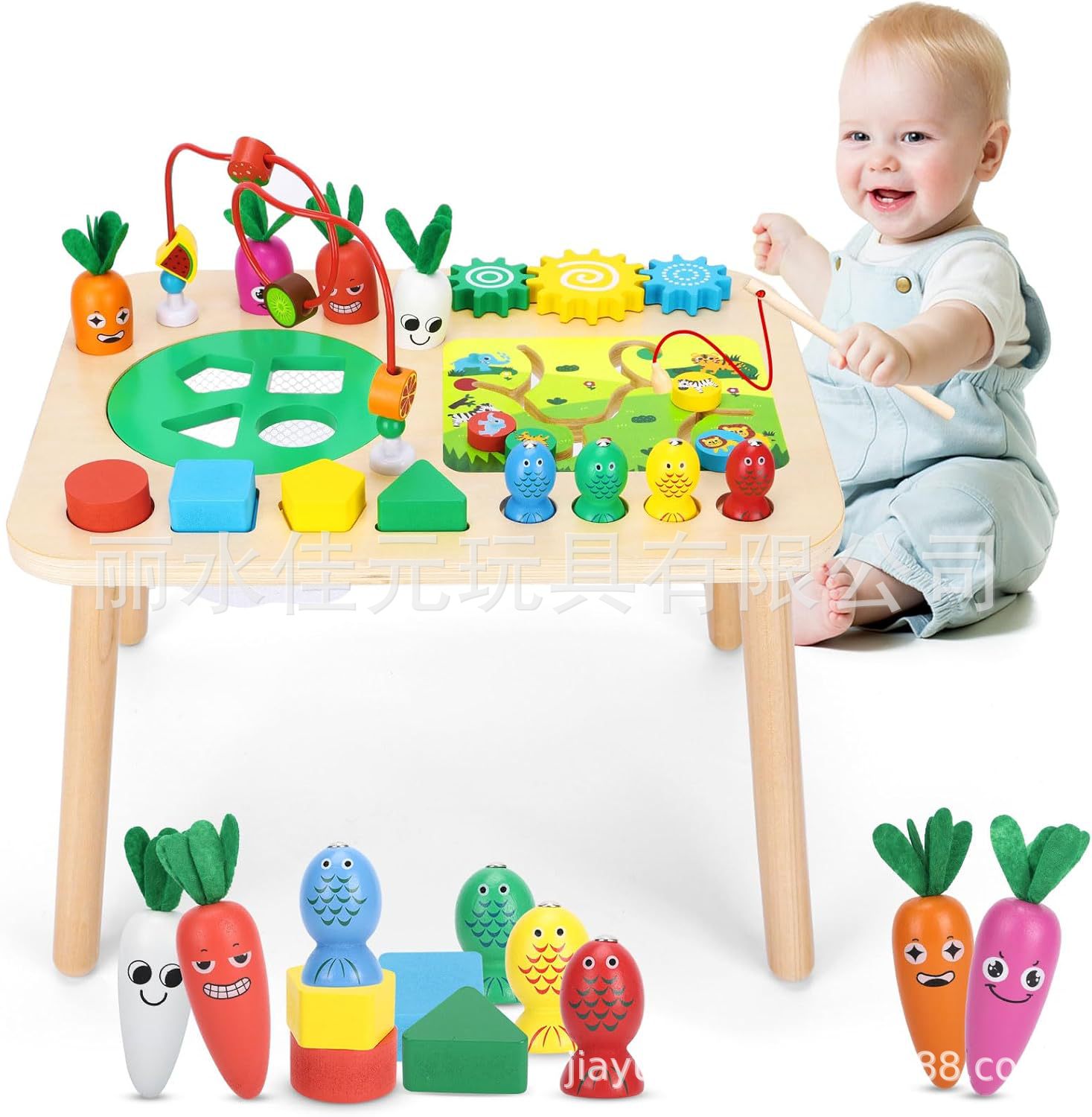 1 Yaşındaki Erkek ve Kız Çocukları İçin 7'si 1 Arada Ahşap Montessori Oyuncakları Bebek Yürümeye Başlayan Çocuk Duyusal Oyuncakları Ahşap Fabrika Aktivite Tablosu