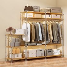 木森居家家具日式开放式落地衣架组合衣柜卧室挂衣架开放式衣柜