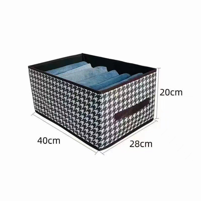 Houndstooth storage box clothes household large capacity wardrobe storage box steel frame support sundries drawer storage basket
