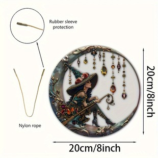 Crystal Pendant Moonlight Witch, 'Acrylic Wall Hanging', Holiday Home Decor, Sundial, Picture Color