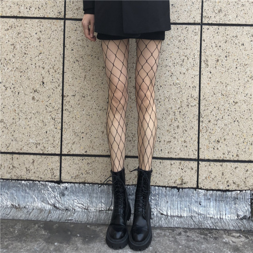 Fishnet Socks Black Stockings Women's Summer Ultra-Thin Anti-Scratch Sexy Lace-up JK Internet Famous Pure Desire Lettered Bodysuit