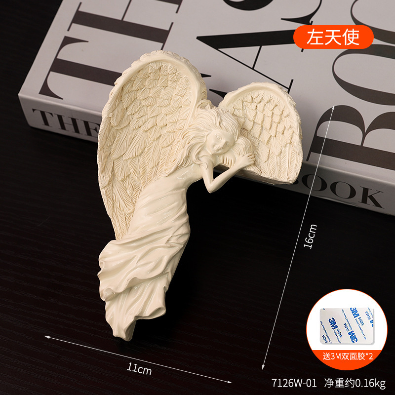 Adornos de ángel retro de estilo europeo, decoración de mesa de niña angelito de plástico de resina americana