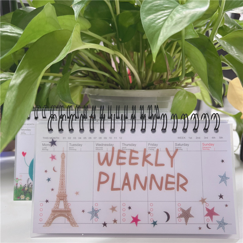 卡通周计划日程本Weekly Planner Notebook上翻透明PP线圈记事本-阿里巴巴