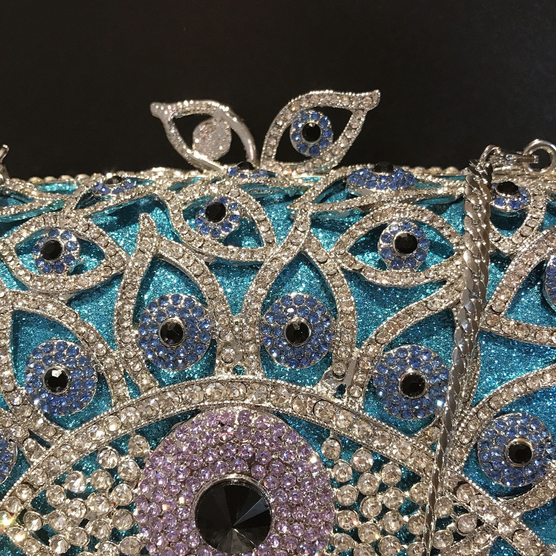 Bolsa de diamante de gafas horizontales bolsas de cena de cristal de metal hueco bolsas de diamantes hechas a mano bolsas de diamantes de damas europeas y estadounidenses