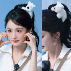 杨幂同款西高地小狗发夹马尾高颜值爆款发饰毛绒可爱少女心侧边夹