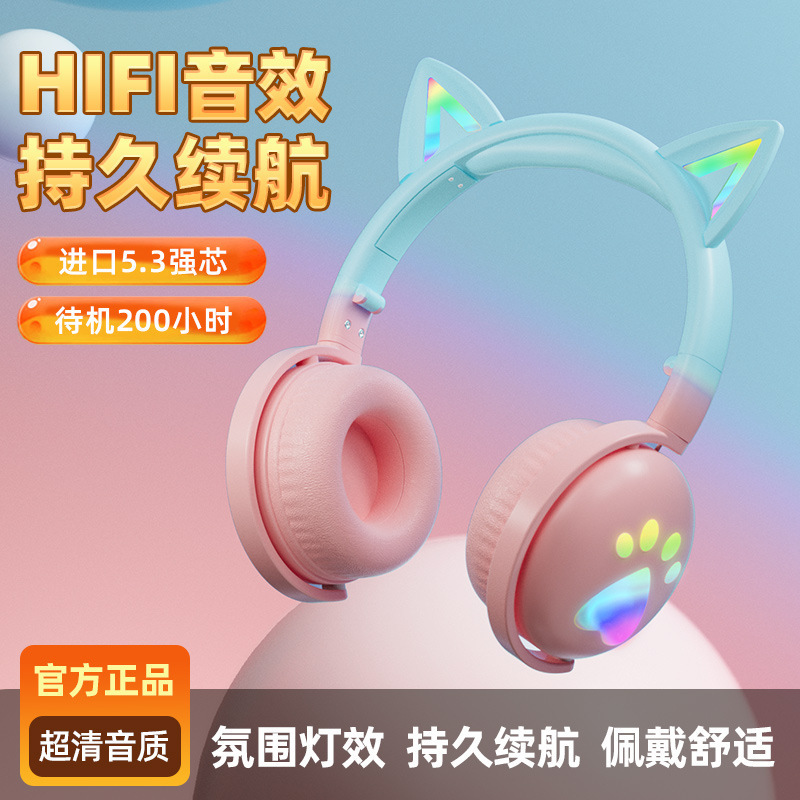 Popular Ke-28 Over-Ear Bluetooth Headphones with Ultra-Long Battery Life, Dual-Mode, Microphone, Rgb, Cute Cat Ears, and Designed for Girls Popular Ke-28 Over-Ear Bluetooth Headphones with Ultra-Long Battery Life, Dual-Mode, Microphone, Rgb, Cute Cat Ears, and Designed for Girls