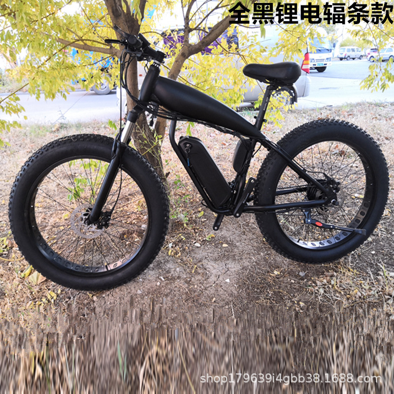 Lithium battery snowmobile fat tire beach bike 26*4.0 mountain bike aluminum alloy spoke 500W motor disc brake