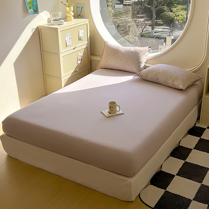Colchón de cama de algodón de punto de primavera y verano transpirable de color Cubierta antipolvo Cubierta protectora de colchón fija Cubierta de cama completamente envolvente