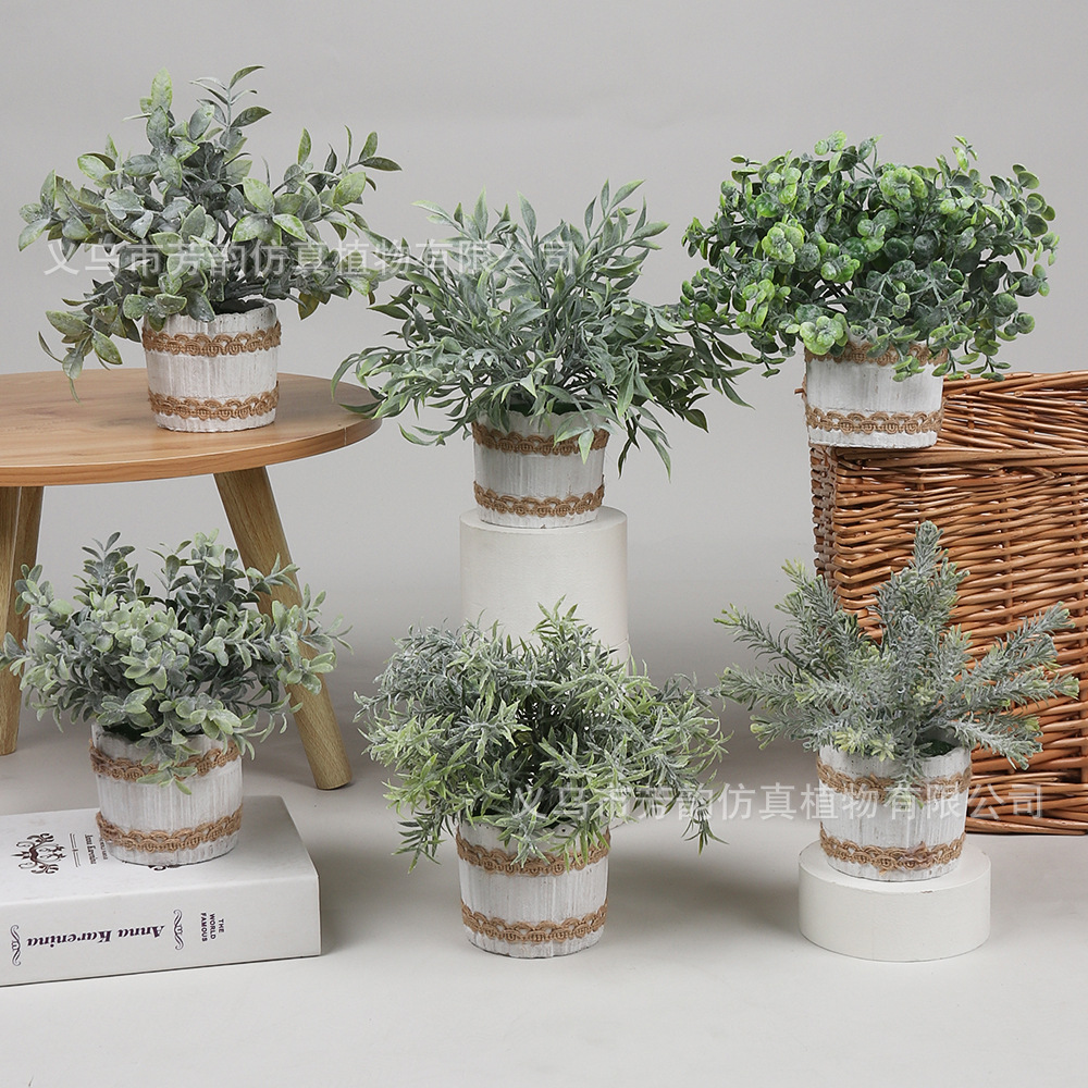 Flocking in stock Nan Tianzhu nuevo tipo de pulpa de imitación maceta amazon decoración de escritorio planta de imitación de flores falsas bonsai