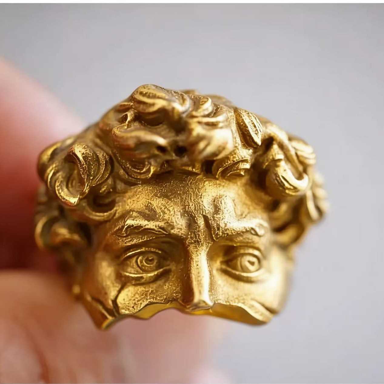 Vintage New Artistic David Ring Retro Art Niche Trend Versatile Index Finger Open Ring Personalized Men's Ring