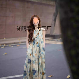 水墨画背心连衣裙小众设计感春夏新款复古文艺气质新国风长裙