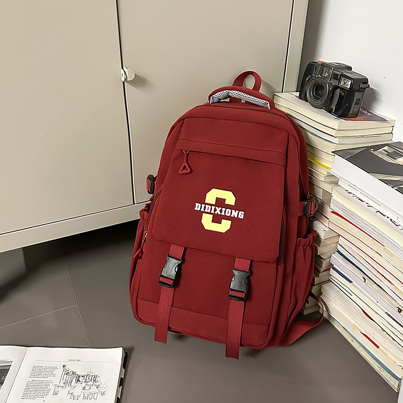 Mochila escolar para estudiantes universitarios masculinos, mochila de gran capacidad para estudiantes de secundaria y secundaria, mochila de pareja con solapa de marca de moda