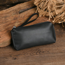 新款男士真皮手拿包超软头层牛皮长款钱包时尚简约牛皮手机包S007