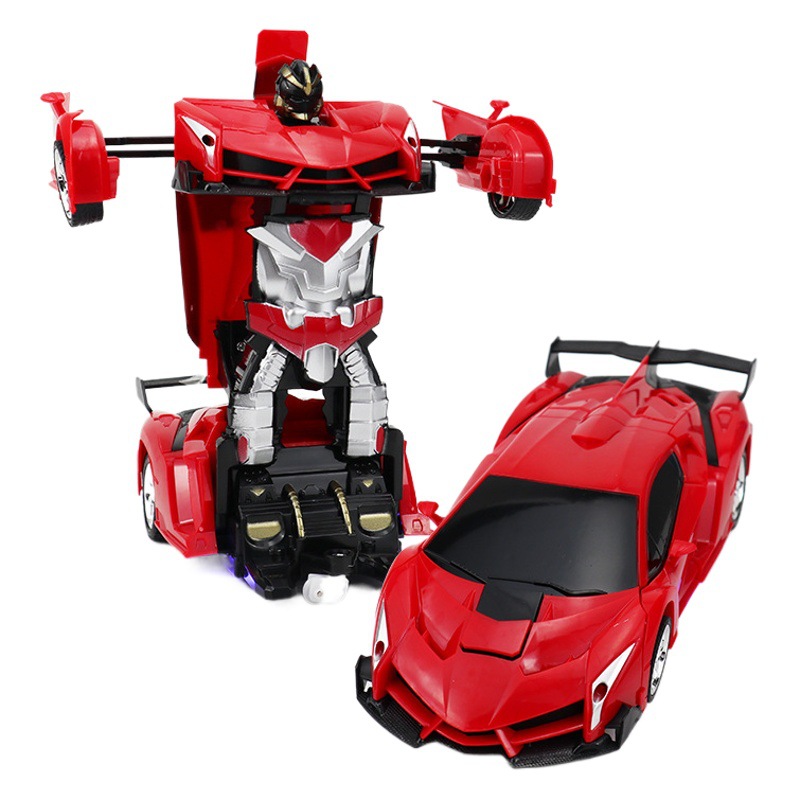Control remoto transfronterizo con una tecla coche de deformación robot eléctrico modelo de carreras niño niño juguete coche de control remoto al por mayor