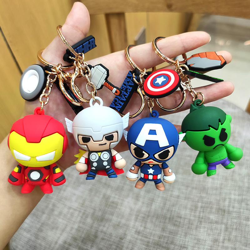 Creative Cartoon Marvel Captain America Iron Man Car Keychain Men's and Women's Bag Silicone Key Chain Pendant Creative Cartoon Marvel Captain America Iron Man Car Keychain Men's and Women's Bag Silicone Key Chain Pendant