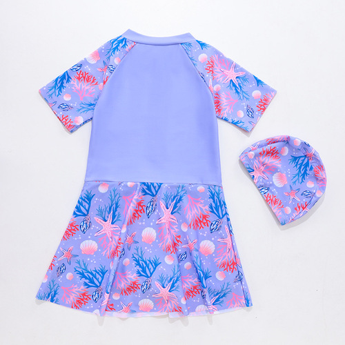 Coolmii Girls' Skirt Style Swimwear Little Girl Training Professional One-Piece Swimsuit Baby Girl Quick-Drying Sunscreen Swim Skirt Fashion 
